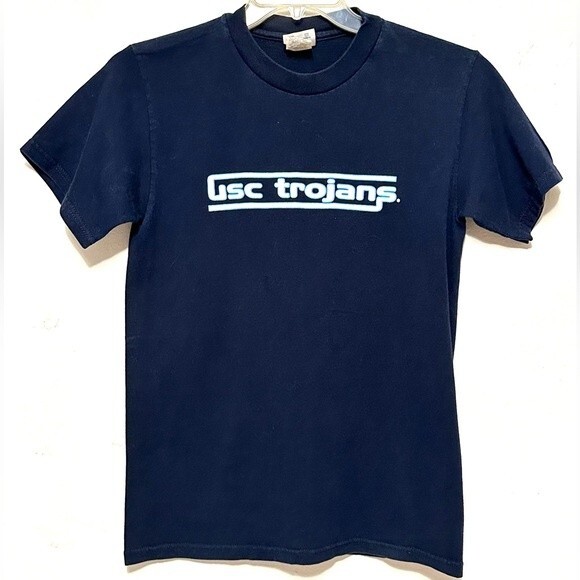 Vintage USC Trojans Navy T-shirt Top Shirt Small Southern California Champion - Picture 1 of 6